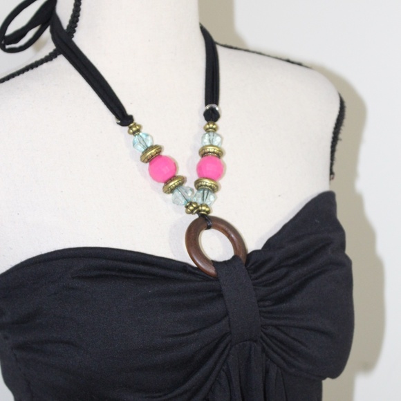 Derek heart, sundress with  beaded halter maxi dress - Picture 6 of 9